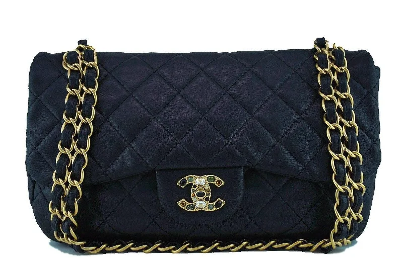 Chanel Black Precious Jewel Limited Jumbo Flap Bag Limited-Stock Bag Clearance – Hurry