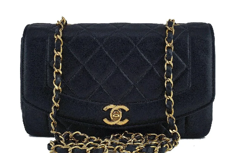 Chanel Black Vintage Quilted Classic "Diana" Shoulder Flap Bag Designer Bags At Low Prices