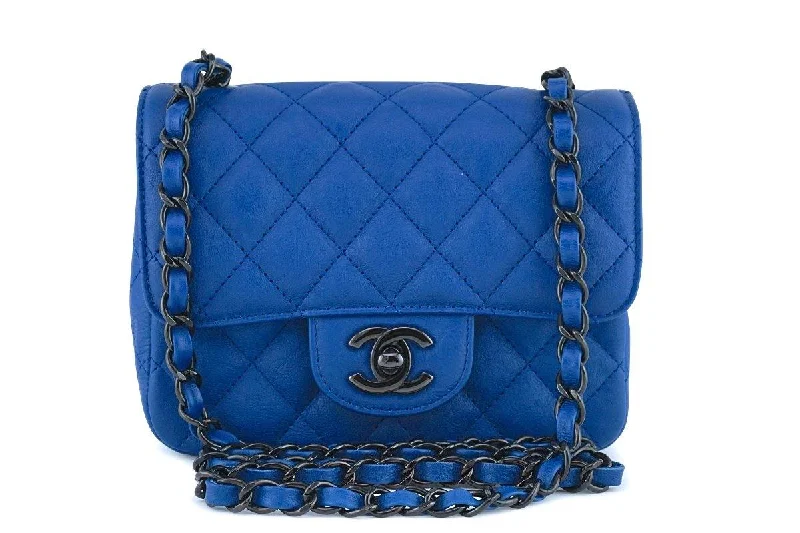 Chanel Blue Classic Quilted Square Mini 2.55 Flap Bag Black HW Elegant Bags, Limited Stock
