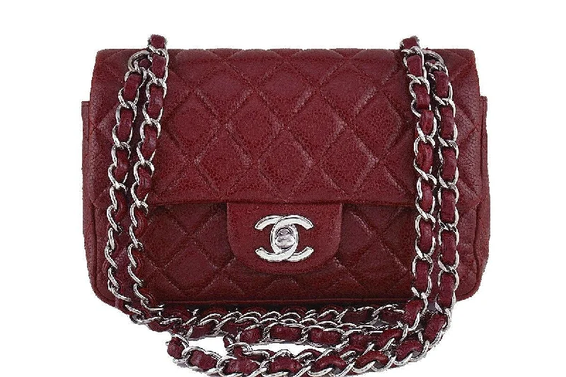 Chanel Caviar Dark Red Classic Quilted Rectangular Mini 2.55 Flap Bag Statement Bags, Shop Today