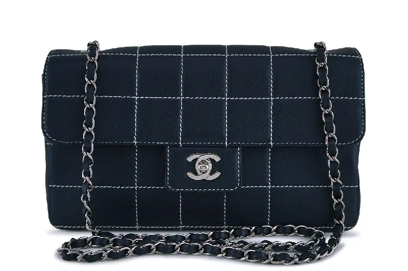 Chanel Navy Blue-Black Quilted Contrast Stitch Classic Flap Bag Luxury Meets Affordability – Shop Stunning Bags Now