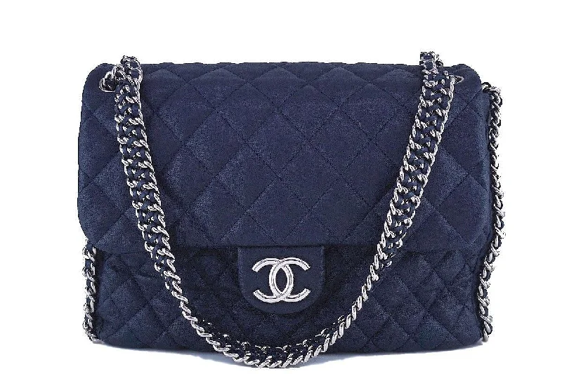 Chanel Navy Blue Chain Around Maxi Luxe Flap Bag Best Handbag Sale Of The Season