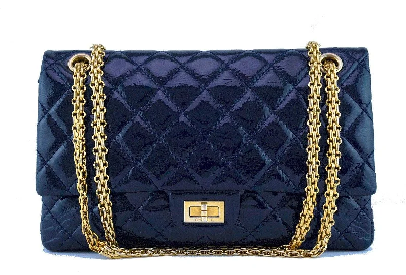 Chanel Navy Blue Patent 226 Reissue Classic 2.55 Double Flap Bag Fashionable Handbags, Limited-Time Deals