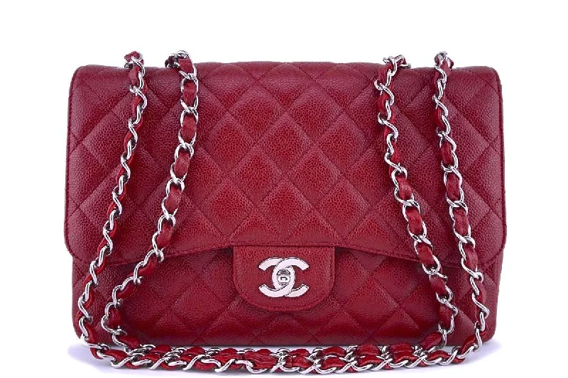 Chanel Red Caviar Jumbo 2.55 Classic Flap Bag SHW Premium Handbags With A Touch Of Elegance