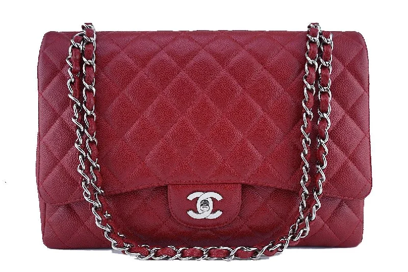 Chanel Red Caviar Maxi Quilted Classic 2.55 Jumbo XL Flap Bag SHW Premium Bags At Special Prices