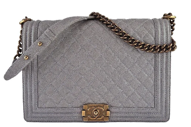 Chanel Taupe Gray Caviar Large "Jumbo" Boy Classic Flap Bag Handbag Deals You'll Love
