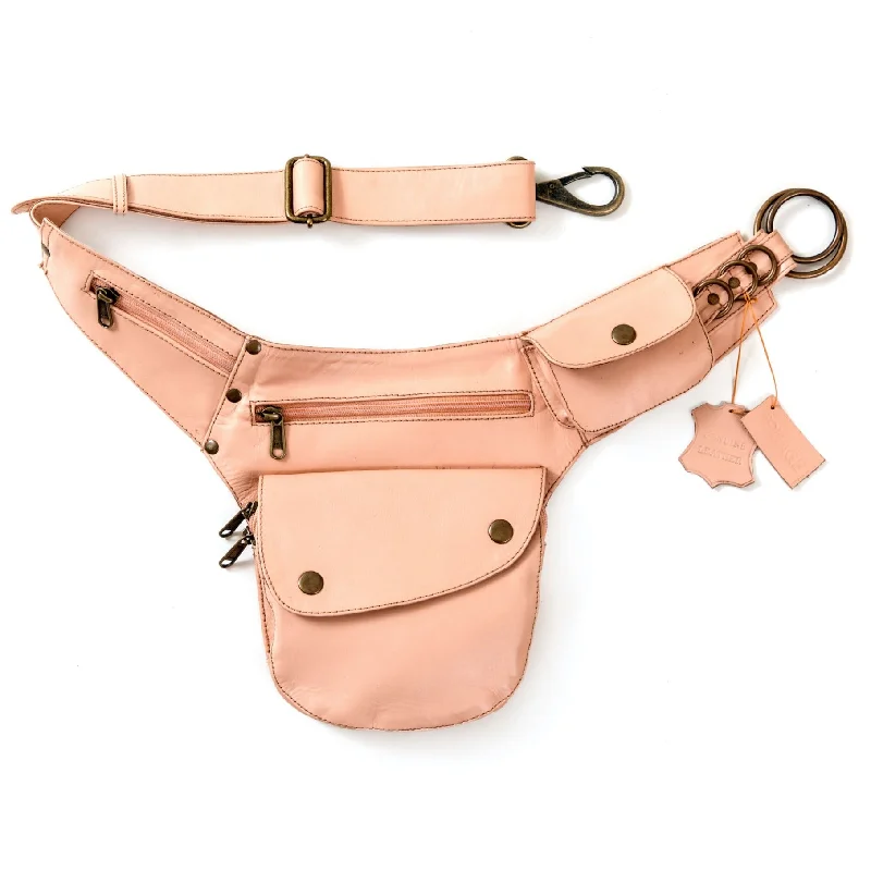 Leather Hip Bag - Blush Statement Handbags At Unbeatable Discounts