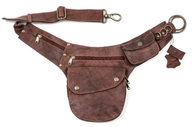 Leather Hip Bag - Mottled Brown Upgrade Your Look With Fashionable Bags