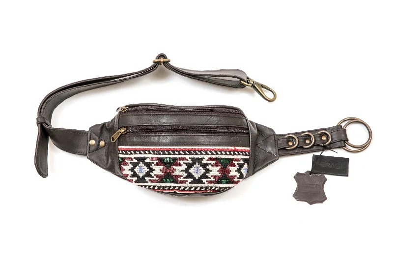 Leather Kilim Bumbag - Bohemian Brown Fashionable Bags With Special Seasonal Offers