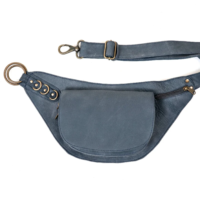 Leather Nelya Belt | Stone Blue Modern Handbags With Stylish Discounts