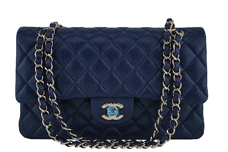 New 17B Chanel Navy Blue Caviar Medium Classic 2.55 Double Flap Bag Affordable Elegance, Grab Yours