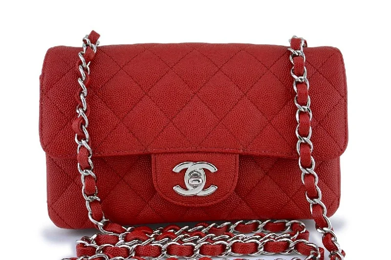 New 18C Chanel Red Classic Quilted Rectangular Mini 2.55 Flap Bag SHW Classic And Modern Handbags Now More Affordable