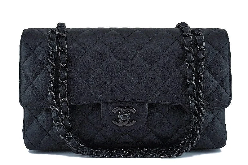 NIB 17S Chanel So Black Medium Classic 2.55 Double Flap Bag Trendy Purses, Limited Offer