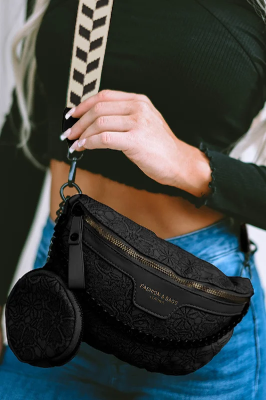 PREORDER! ETA 11/20 Life's A Journey Black Crossbody Belt Bag with Coin Purse **SHIPPING EXPECTED TO BEGIN ON DATE 11/20** Must-Have Bags At Irresistible Discounts