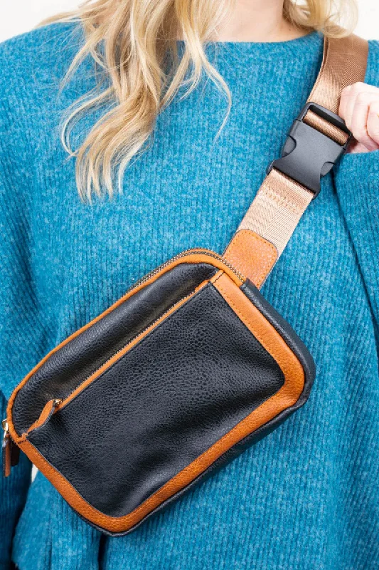 Urban Adventure Black and Brown Faux Leather Belt Bag Best Bag Sale Of The Season