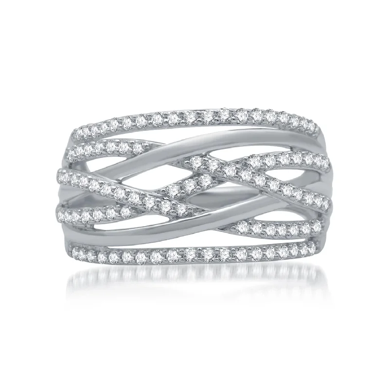 1/2 CTW Diamond Fashion Ring in Rhodium Plated Sterling Silver