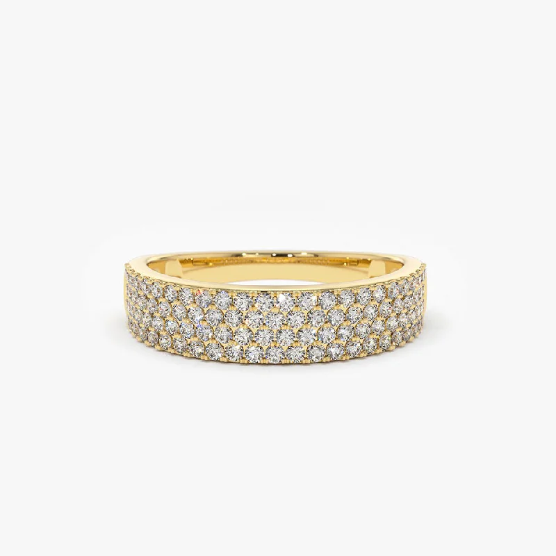 14k Half Eternity 4 Row Micro Pave Wedding Band