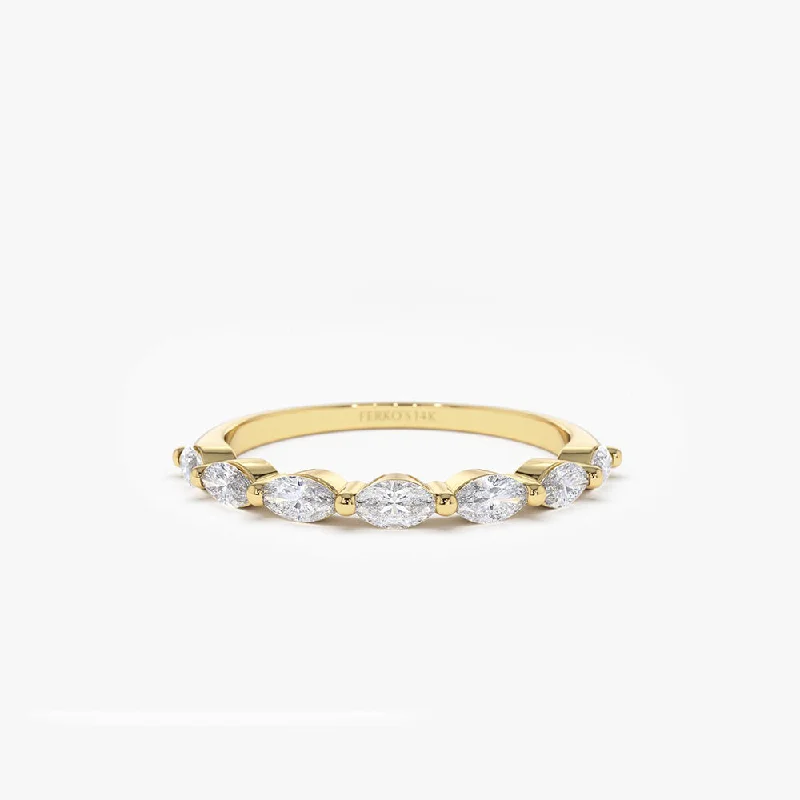 14k Marquise Cut Diamond Anniversary Band