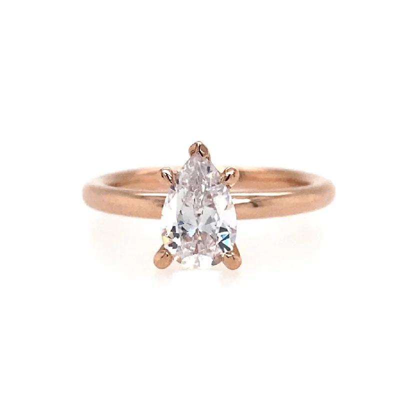 14K Rose Gold 'Lark' Pear Center Solitaire Engagement Ring