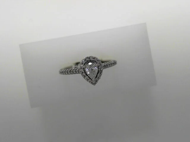 14K White Gold 0.50ctw Diamond Pear Cut Engagement Ring