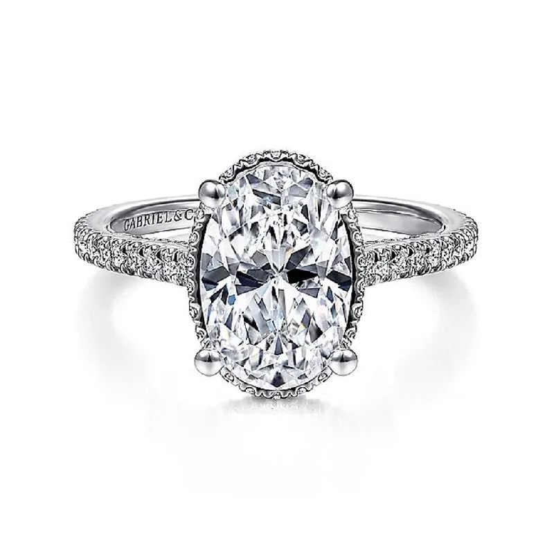 14K White Gold 'Camden' Hidden Halo Oval Diamond Engagement Ring