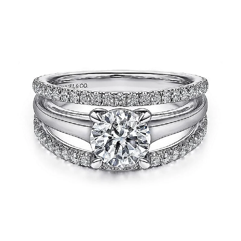 14K White Gold 'Hamila' Split Shank Round Diamond Engagement Ring