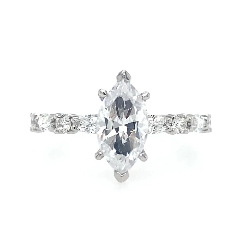 14K White Gold 'Juliet' Classic Marquise Diamond Engagement Ring