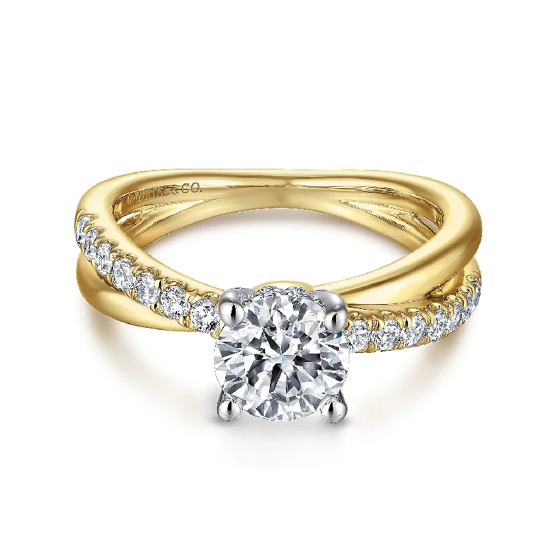 14K White-Yellow Gold Round Diamond Engagement Ring (Setting Only)