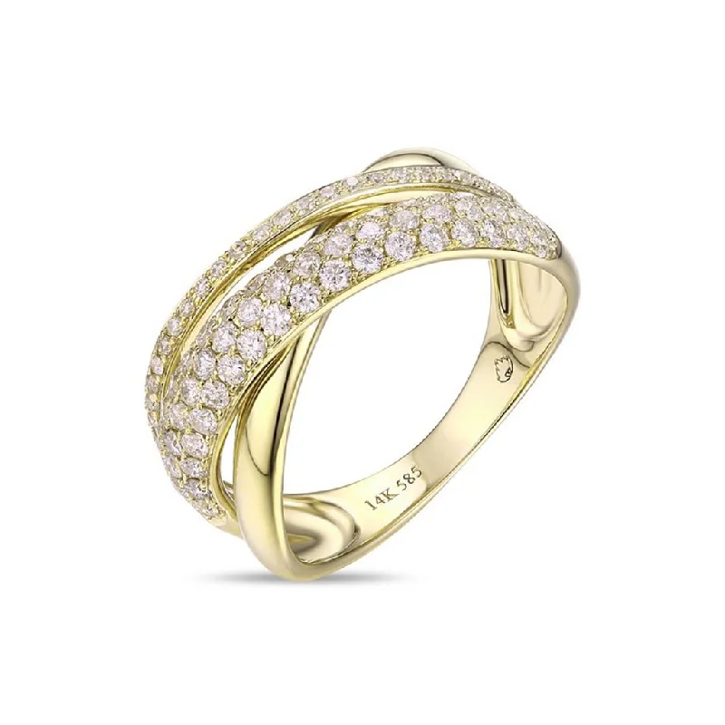 14K Yellow Gold Twisted Natural Diamonds Ring