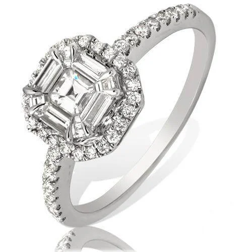 14KW 0.75CTW BAGUETTE DIAMOND SQUARE HEAD RING