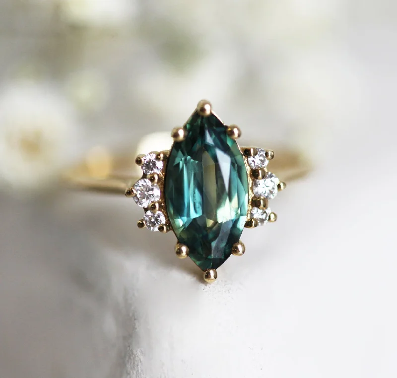 Morena Teal Sapphire Diamond Ring