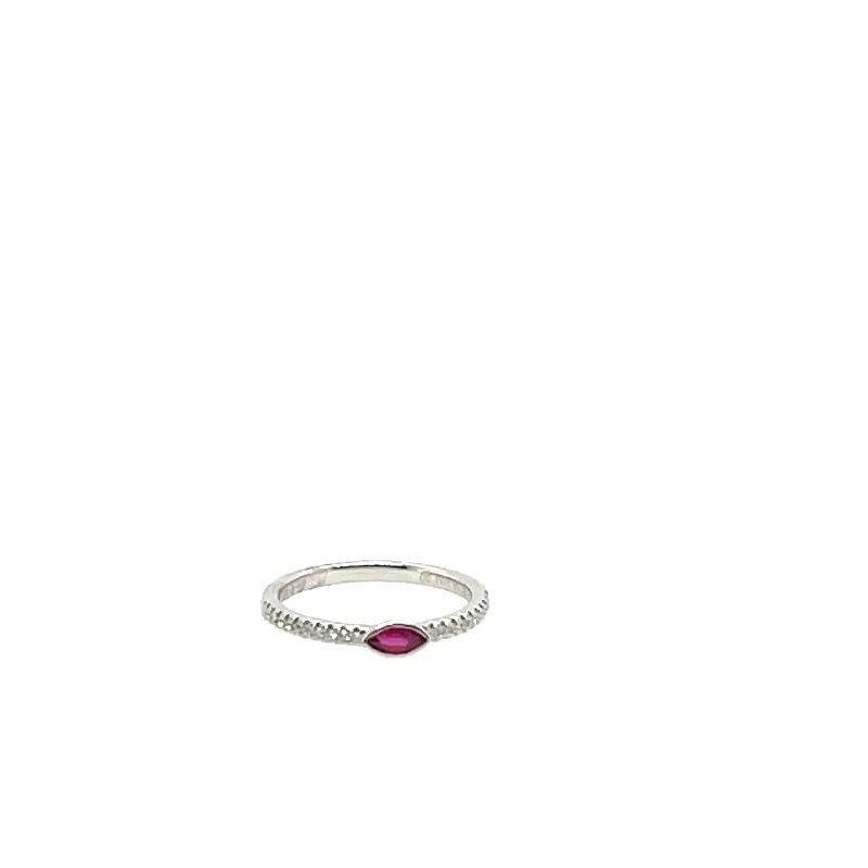 18K White Gold Ruby and Diamond Ring