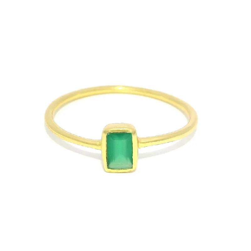 18K Yellow Gold Vermeil Green Onyx Classic Ring