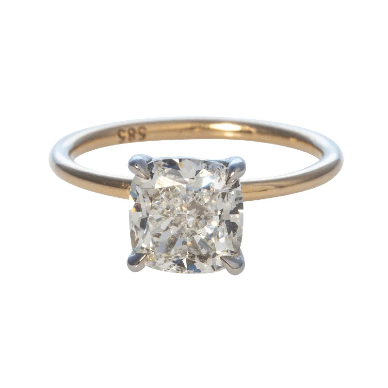 2.5ct I SI2 Cushion Diamond Solitaire 14K Gold Engagement Ring