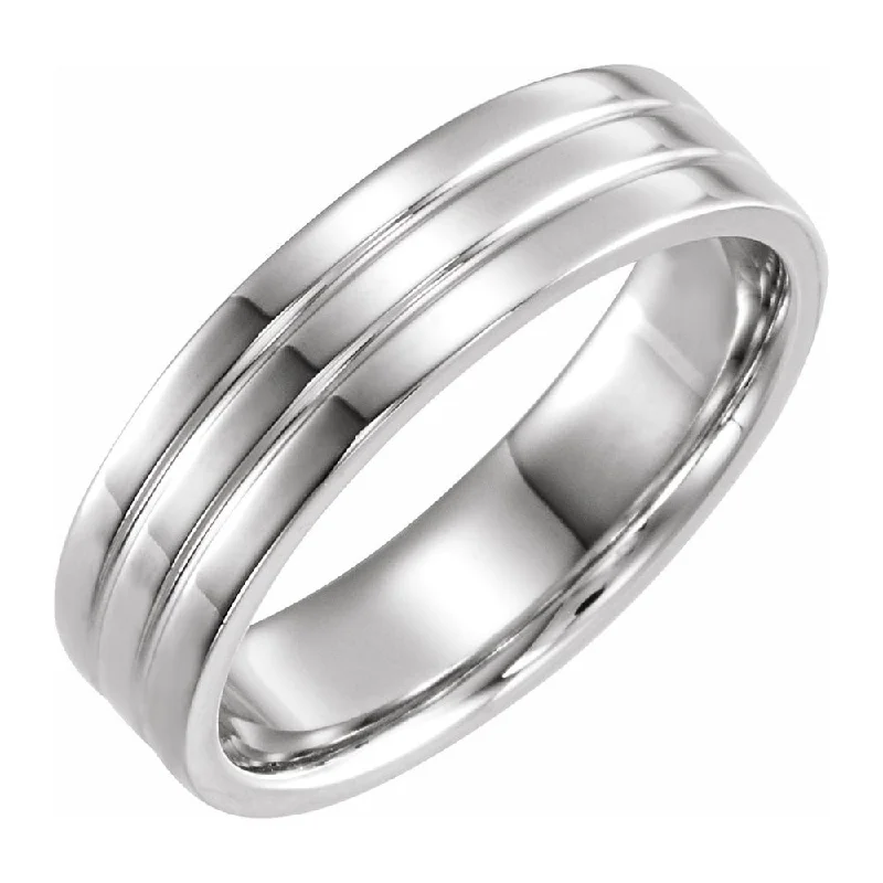 Special Deals On Handcrafted And Designer Jewelry 6mm 14K White Gold Polished Ridged Comfort Fit Band Special Deals On Handcrafted And Designer Jewelry 6mm 14K White Gold Polished Ridged Comfort Fit Band