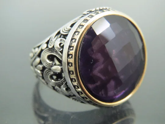 Turkish Handmade Jewelry 925 Sterling Silver Amethyst Stone Men's Ring