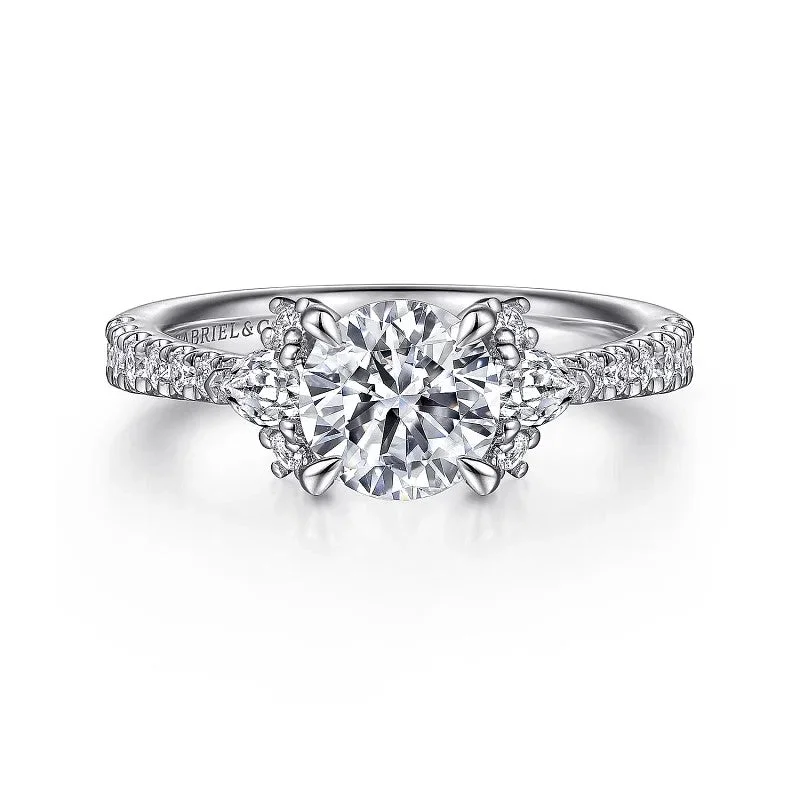 Eco-Friendly Sustainable Jewelry For Conscious Buyers Ami - 14K White Gold Round Three Stone Diamond Engagement Ring (Setting Only)