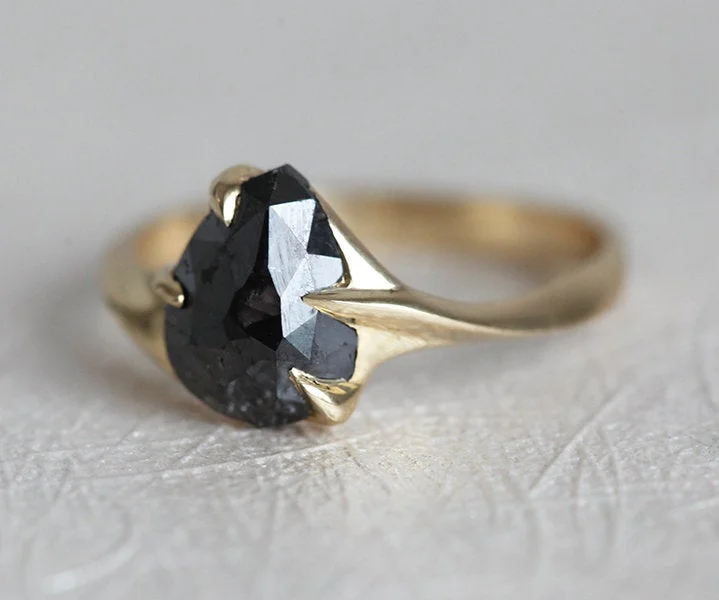 Black Diamond Ring, Pear Diamond Ring