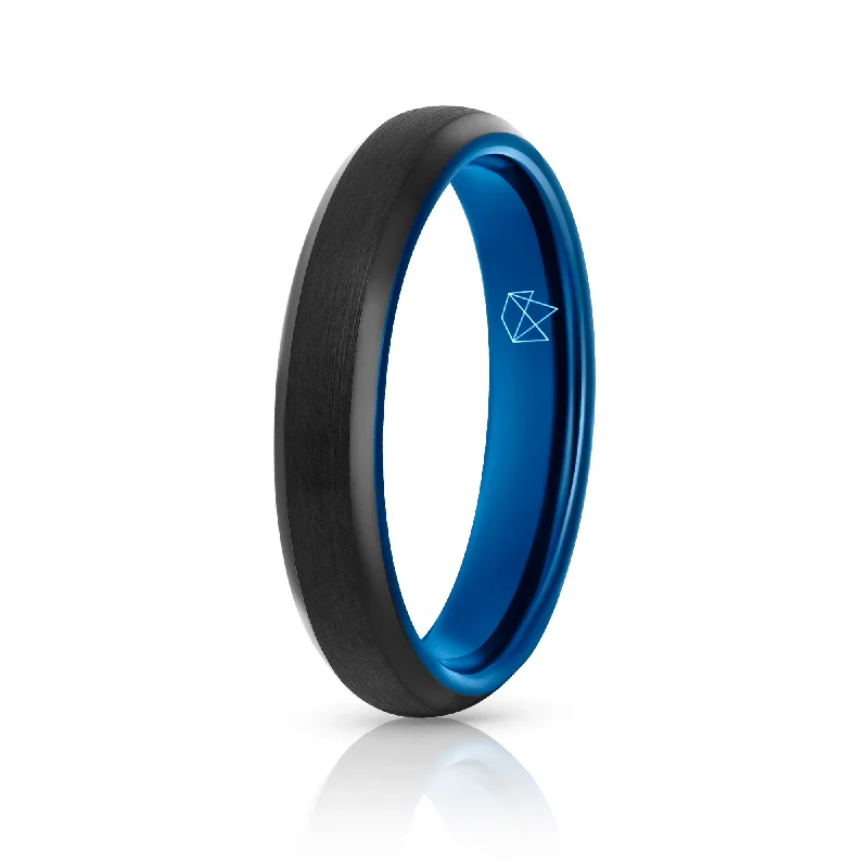 Black Tungsten Ring - Blue EMBR - 4MM