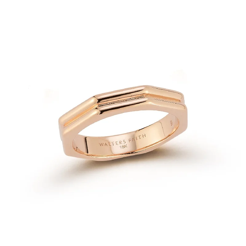 CARRINGTON 18K ROSE GOLD DOUBLE ROW OCTAGON BAND RING