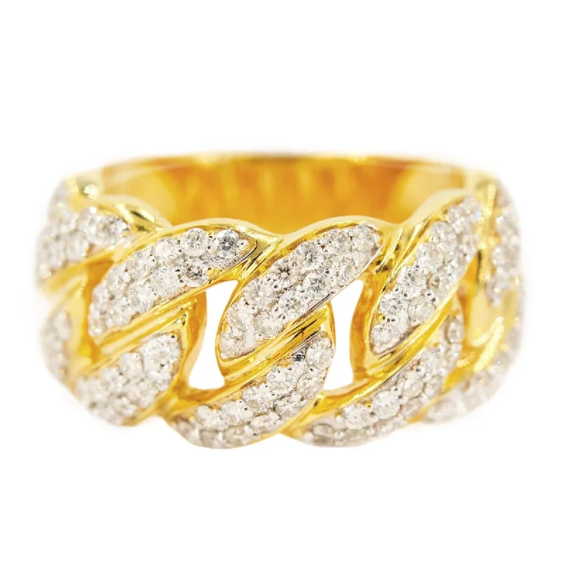 10KY 1.65CTW DIAMOND MIAMI CUBAN MENS RING