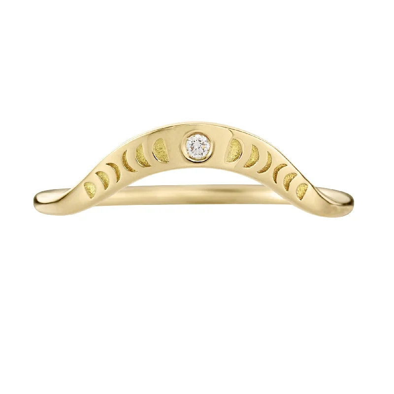 Curved Moon Phase Wedding Band