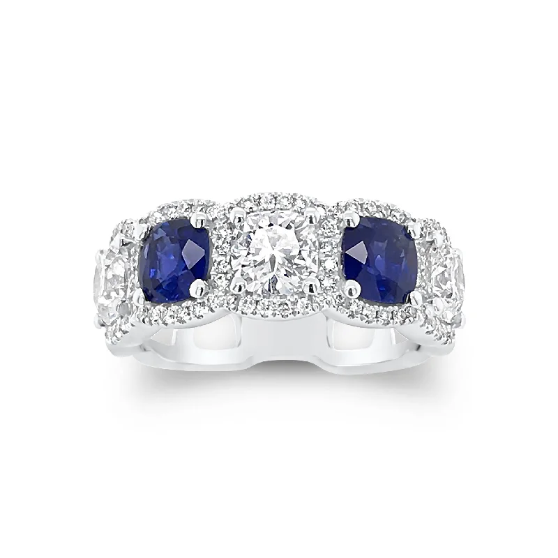 Cushion Cut Diamond and Sapphire Band