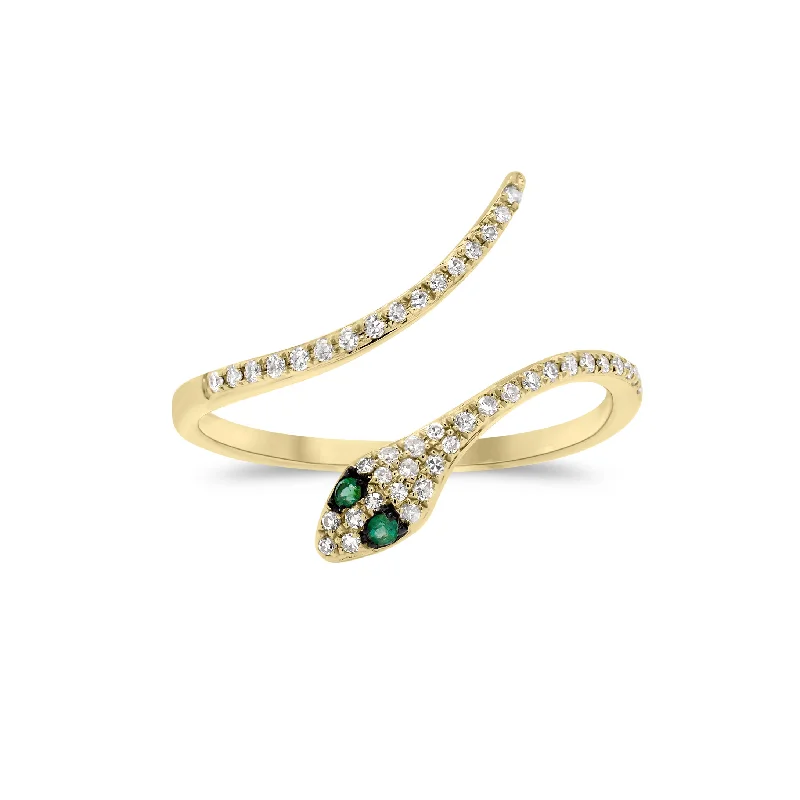 Diamond & Emerald Snake Ring