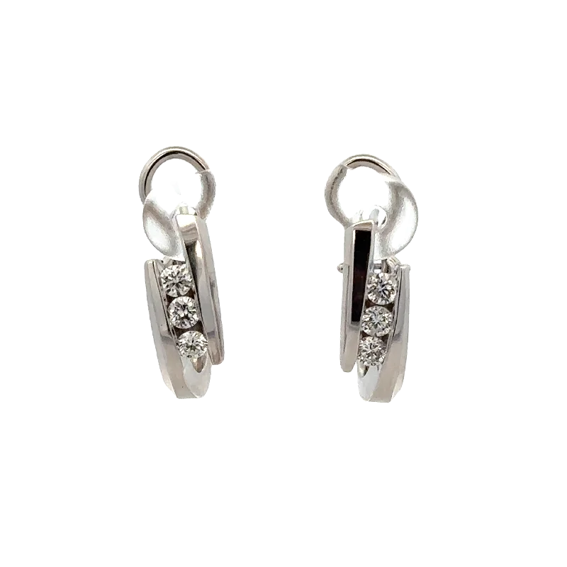 Diamond Huggie Earrings in White Gold