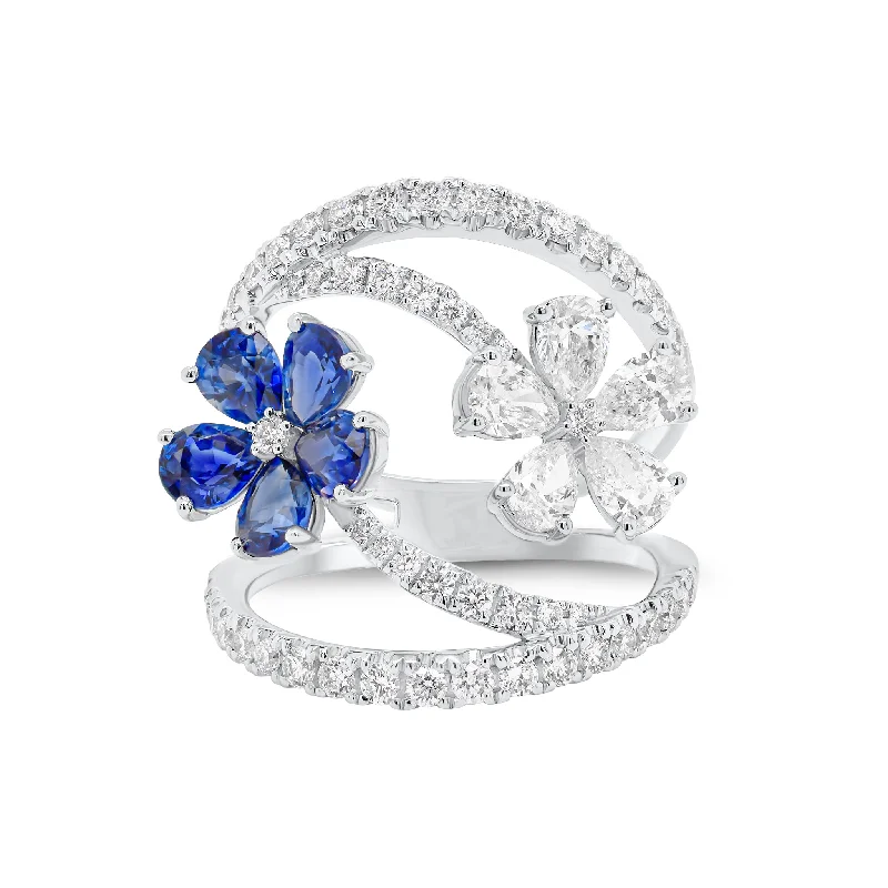 Diamond & Sapphire Flower Wrap Ring