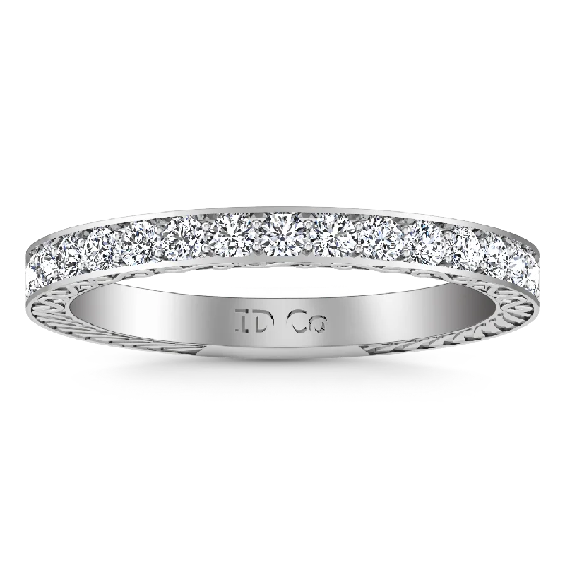 Diamond Wedding Band Arabesque 0.36 Cts 14K White Gold