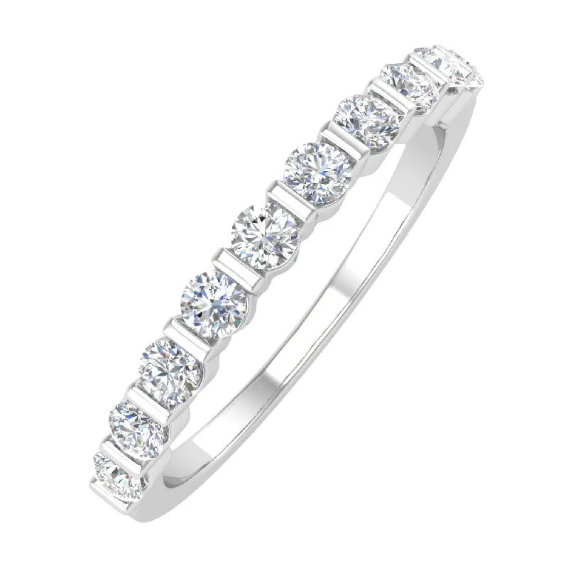 Gold Channel Set Diamond Wedding Band Ring (1/2 Carat) - IGI Certified