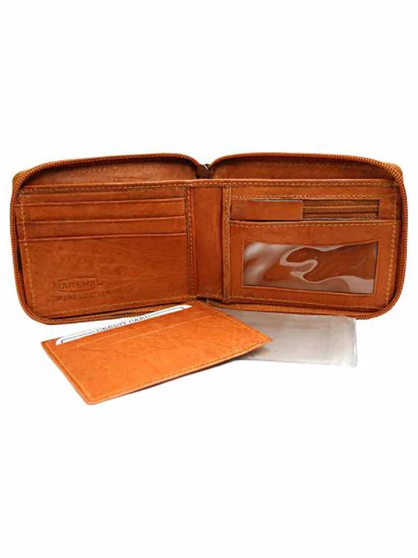 Leather Mens Zipper Wallet With Photo Coin & CC Slots Designer-Inspired Bags At Reduced Prices