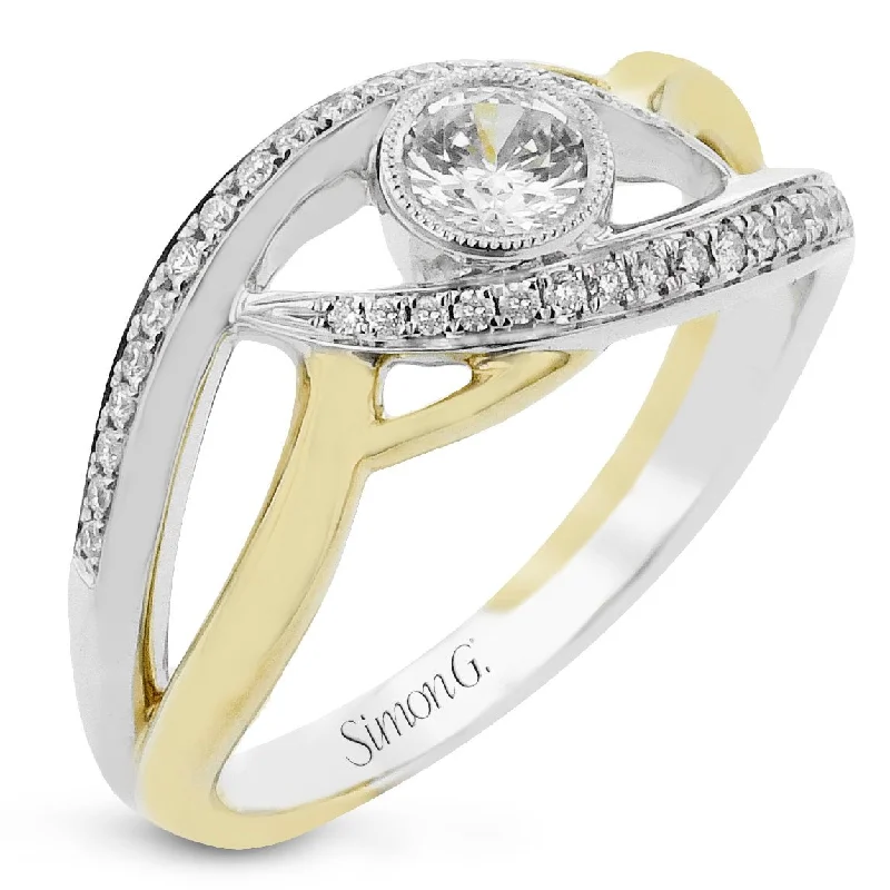 Round-Cut Split-Shank Engagement Ring In 18k Gold With Diamonds